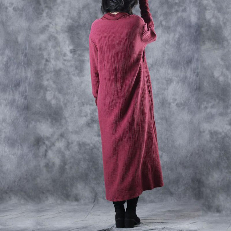 Oversized patchwork Sweater knit top pattern plus size burgundy v neck Mujer knit dress fall - Omychic