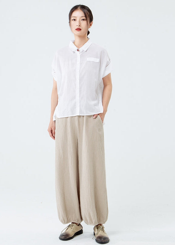 Loose Cotton Linen Comfy Solid Color Lantern Pants