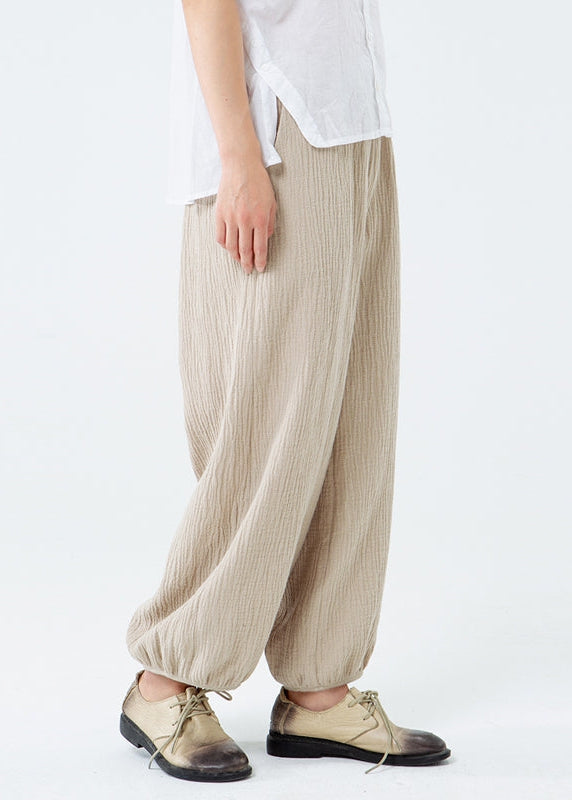 Loose Cotton Linen Comfy Solid Color Lantern Pants