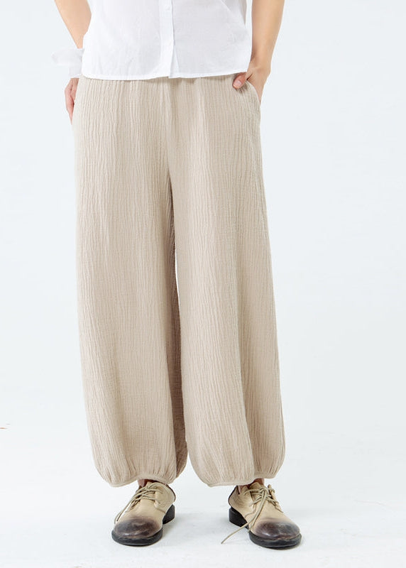 Loose Cotton Linen Comfy Solid Color Lantern Pants