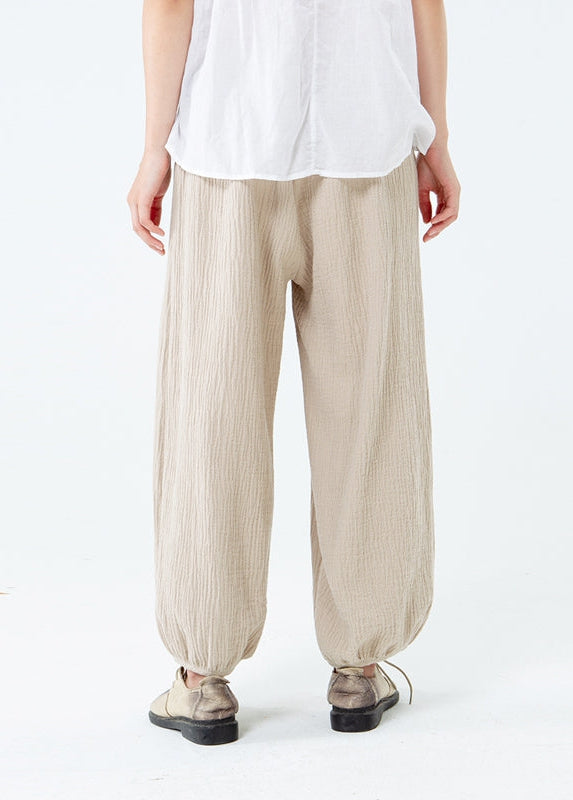 Loose Cotton Linen Comfy Solid Color Lantern Pants