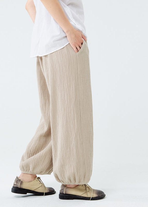 Loose Cotton Linen Comfy Solid Color Lantern Pants