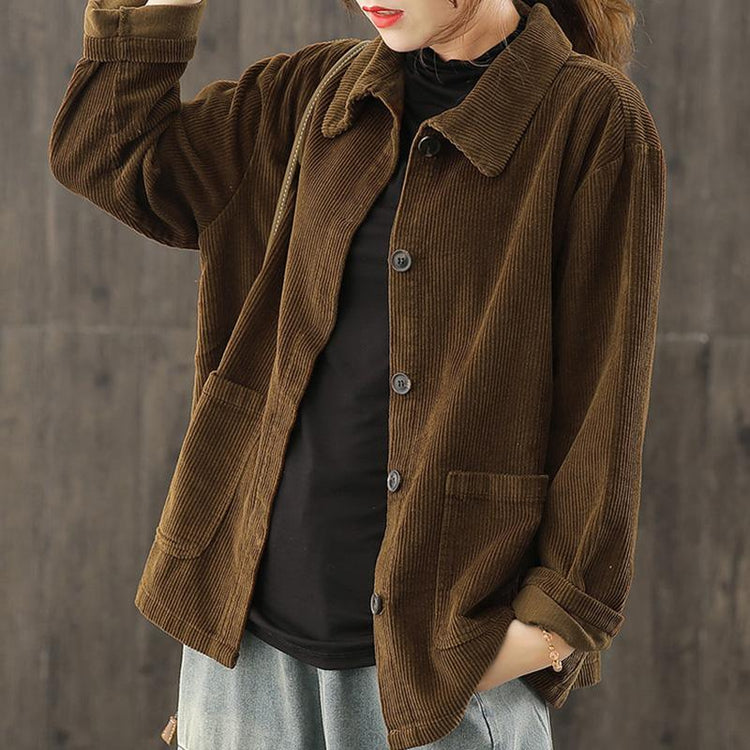 2021 Women Pocket Corduroy Coat - Omychic