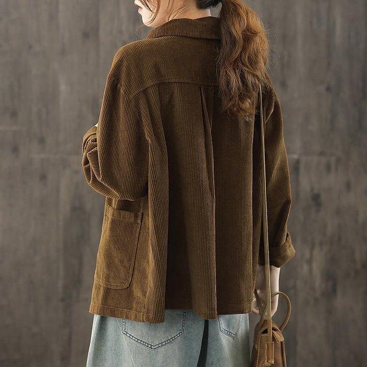 2021 Women Pocket Corduroy Coat - Omychic