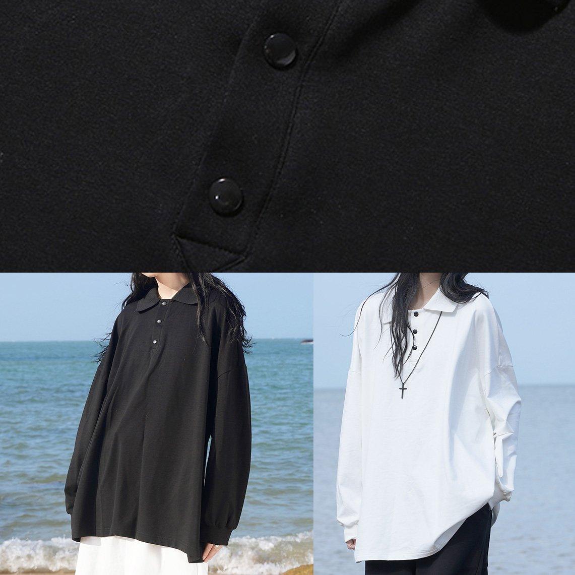 POLO collar long-sleeved T-shirt white - Omychic