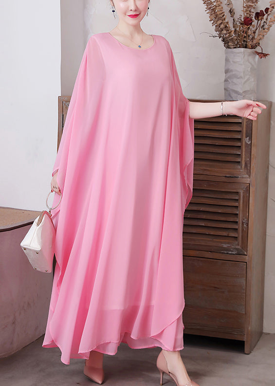 Pink Chiffon Two Piece Set Women Clothing Asymmetrical Design Summer