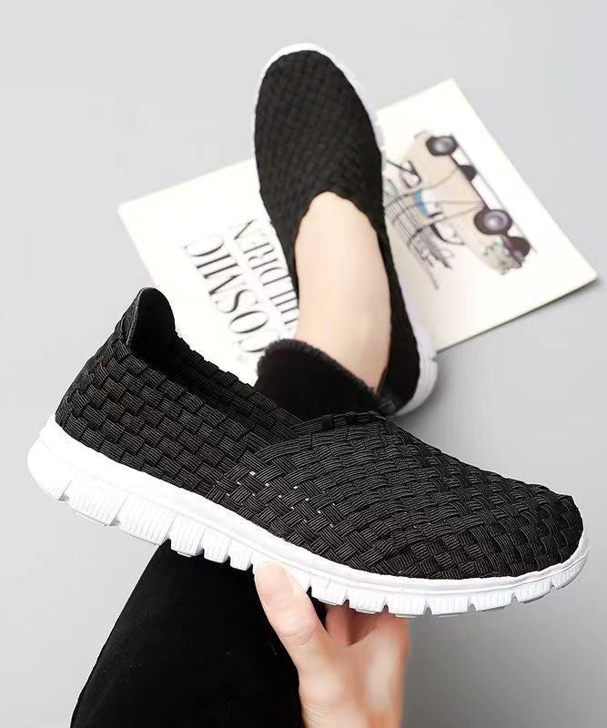 Pink Flat Shoes Knit Fabric Casual Comfortable Splicing