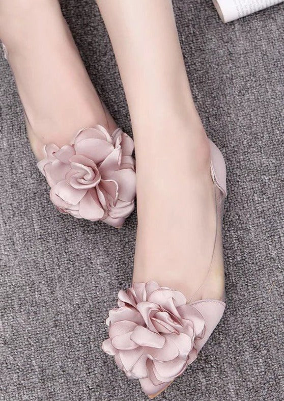 Pink Floral Comfy Splicing Walking Sandals Pointed Toe
