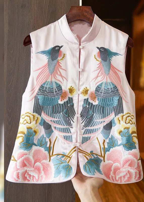 Pink Stand Collar Button Waistcoat Spring