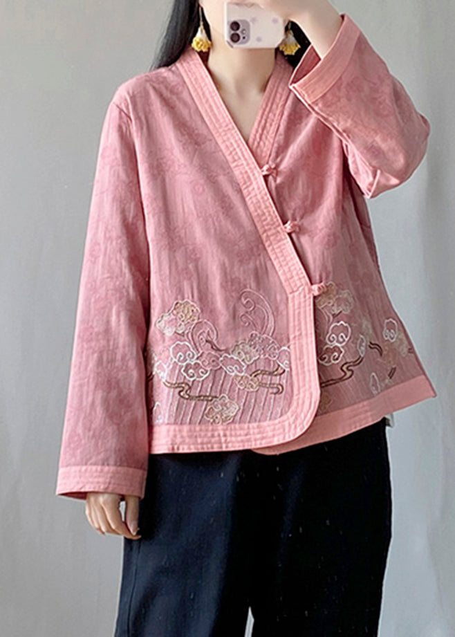 Pink V Neck Button Cardigans Fall