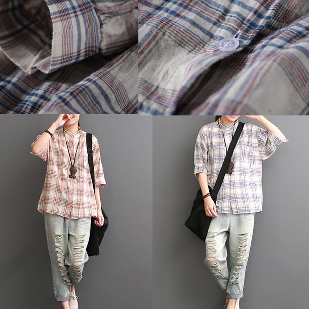 Pink cotton shirt summer blouse women top - Omychic