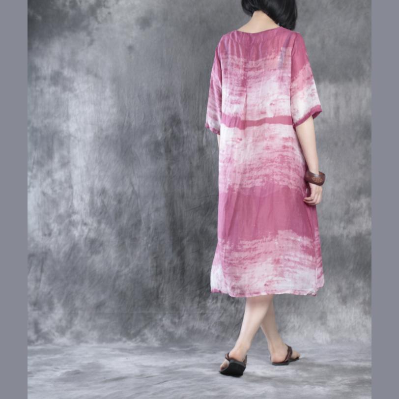 Pink linen caftans plus size linen dresses long maxi dress sundresses - Omychic