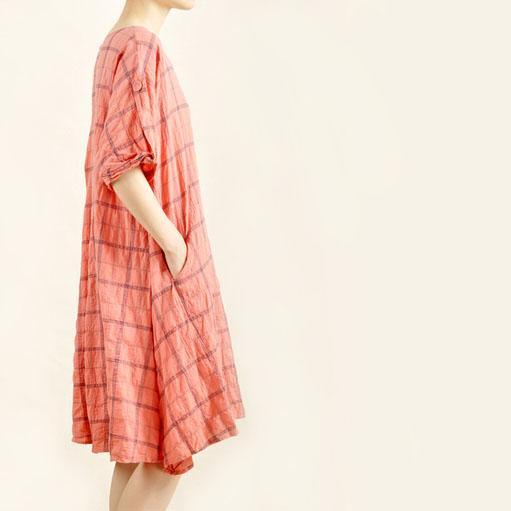 Pink oversize sundress cotton summer linen shirt dress - Omychic