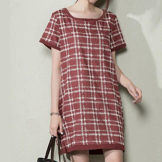 Pink plus size summer dress short linen sundress maternity dresses - Omychic