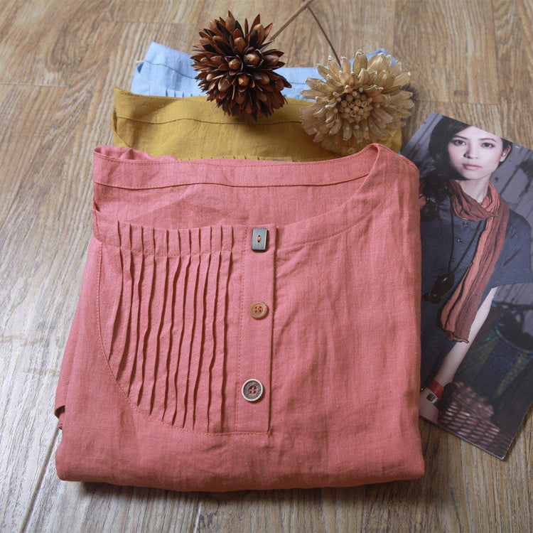 Pink summer linen dress oversize sundress plus size shift dress - Omychic