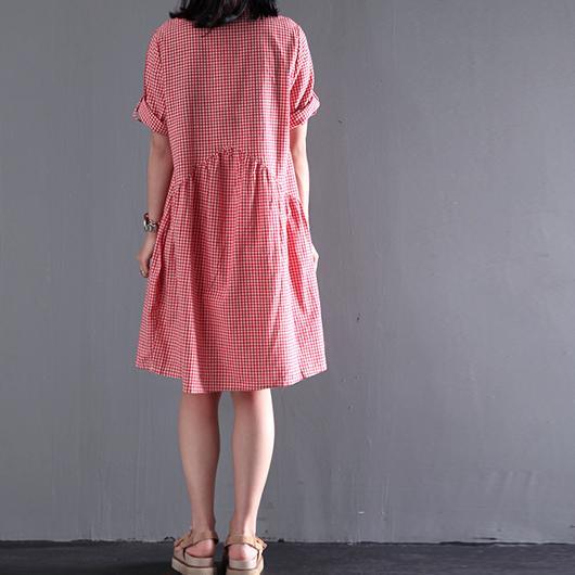 Pink summer plus size dresses short sleeve shift dress casual style - Omychic