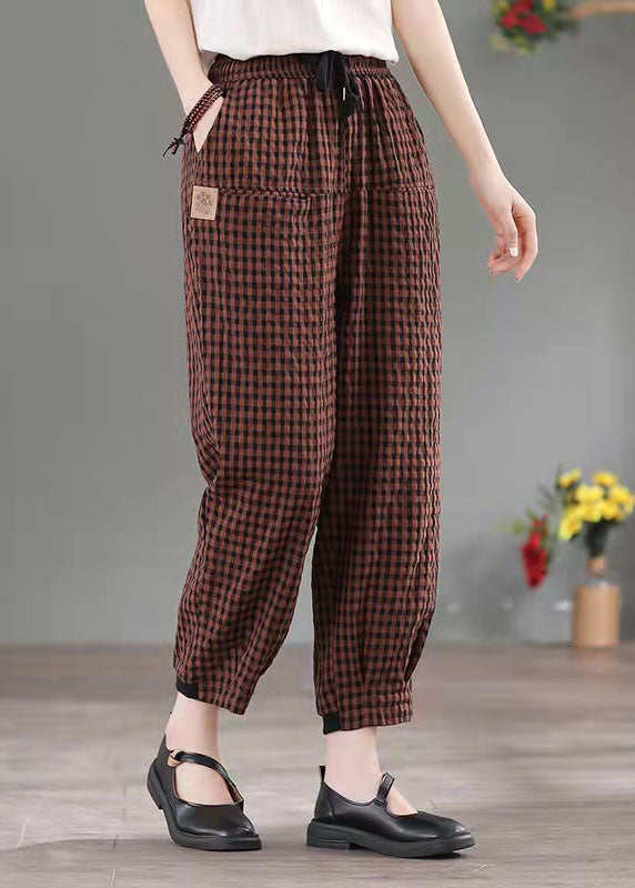 2021 Plaid Thick Elastic Waist Pants