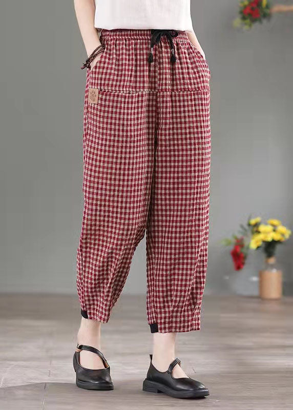 2021 Plaid Thick Elastic Waist Pants