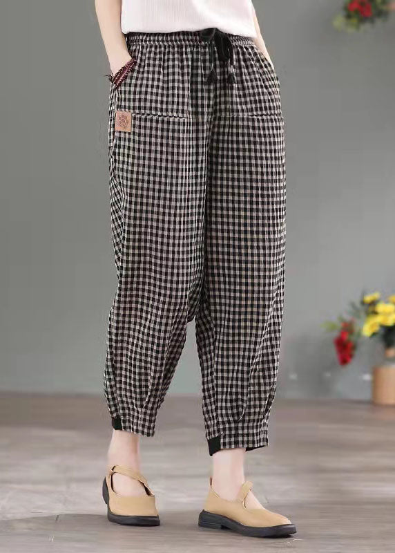 2021 Plaid Thick Elastic Waist Pants