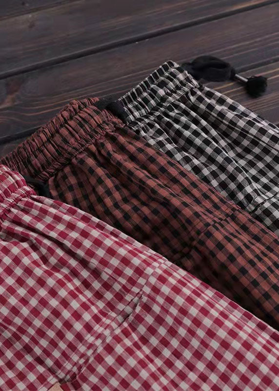 2021 Plaid Thick Elastic Waist Pants