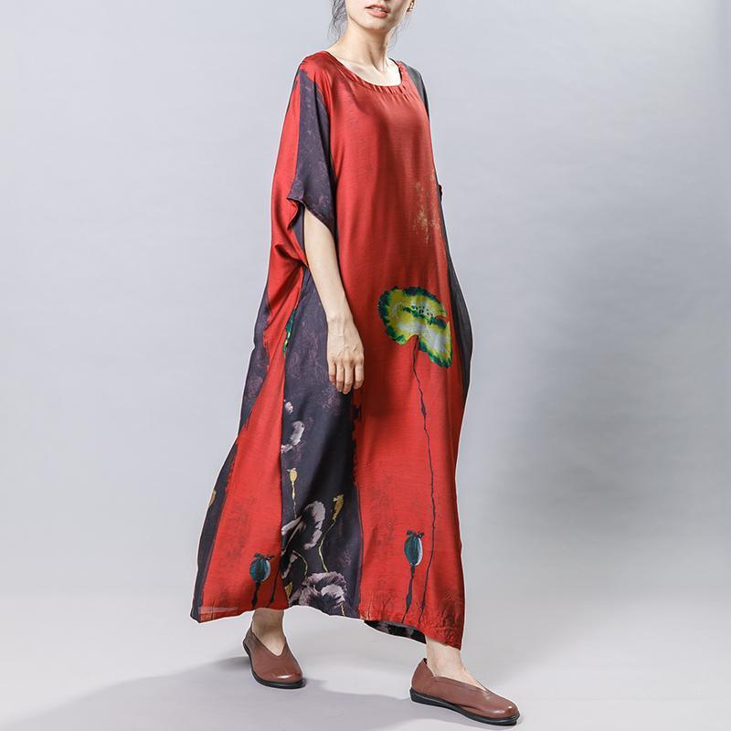 Plant Printed Soft Comfortable Gauzy Dress - Omychic