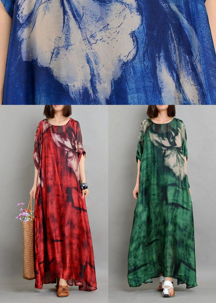Plus Size  Green Print Chiffon Dress Summer Two Pieces Set (Limited Stock) - Omychic