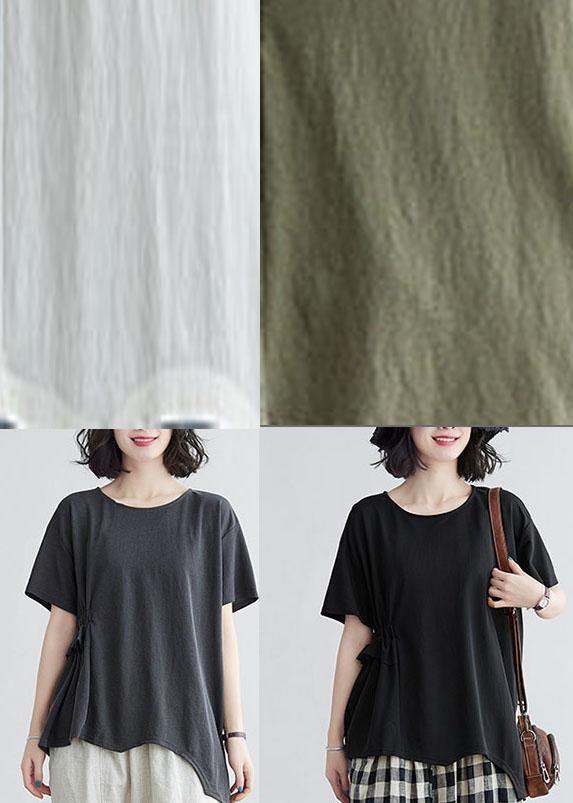 Plus Size Army Green O-Neck Half Sleeve Cotton Tee Summer - Omychic
