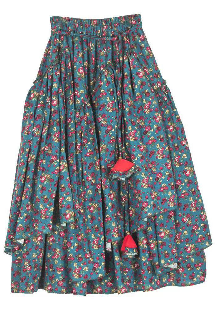 Plus Size Asymmetrical Print High Waist Maxi Skirt Fall