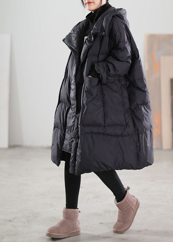 Plus Size Black Hooded Oversized Thick Duck Down Jackets Winter