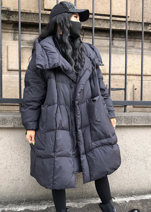 Plus Size Black Hooded Oversized Thick Duck Down Jackets Winter