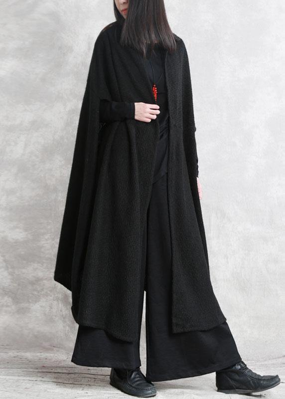 Plus Size Black Knit Fall Sleeveless Loose Cardigans - Omychic