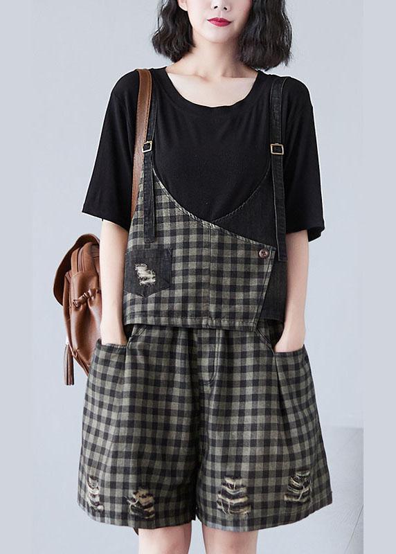 Plus Size Black Plaid Patchwork Fall Two Piece Set Women Clothing - Omychic