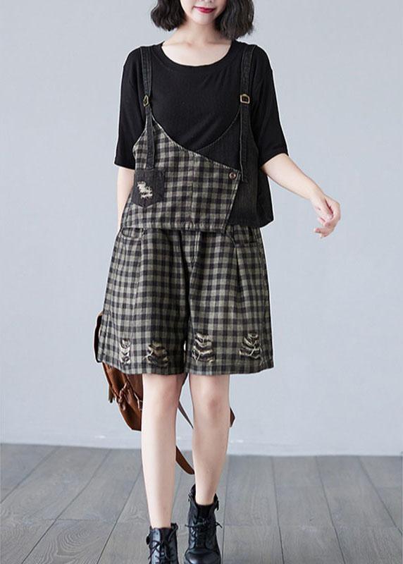 Plus Size Black Plaid Patchwork Fall Two Piece Set Women Clothing - Omychic