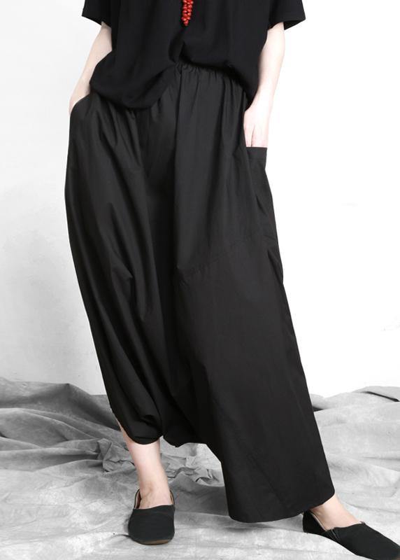 Plus Size Black asymmetrical design Elastic Waist Summer Linen Skirts - Omychic