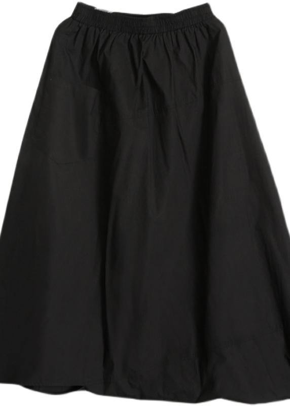 Plus Size Black asymmetrical design Elastic Waist Summer Linen Skirts - Omychic