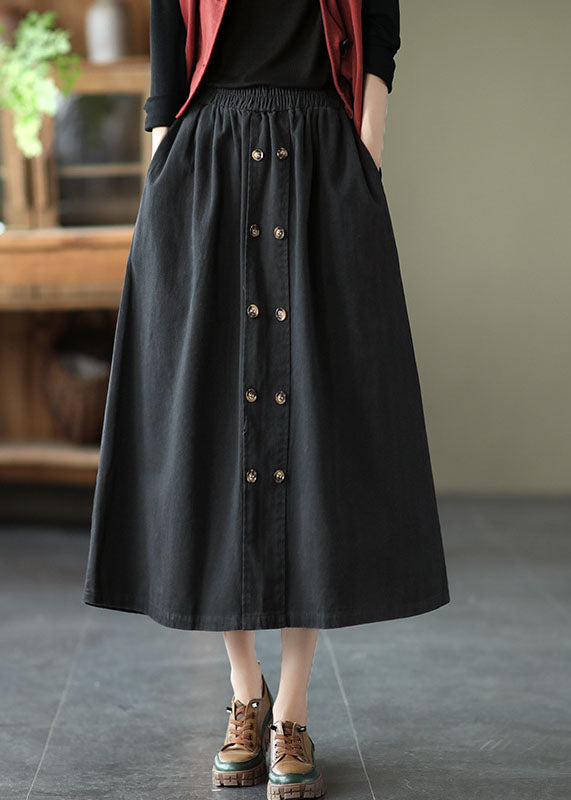 Plus Size Black elastic waist A Line Skirts Spring