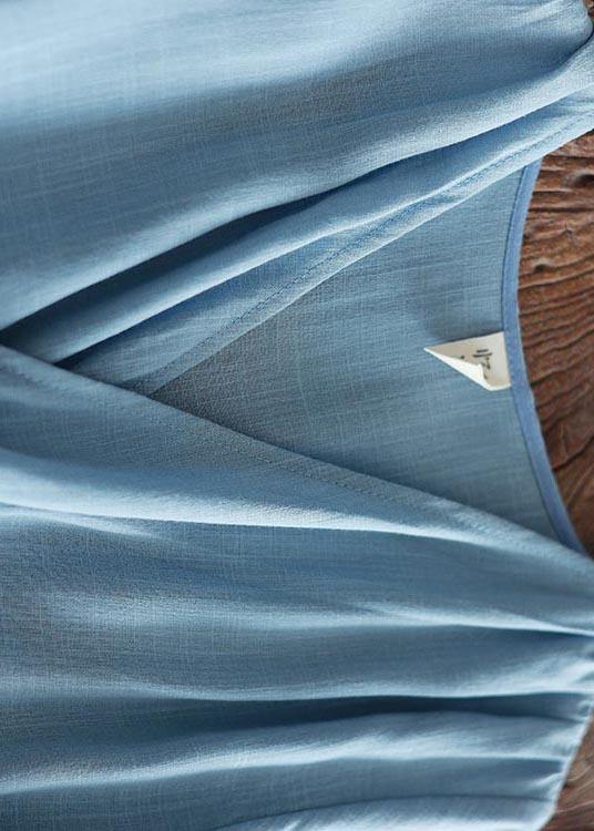 Plus Size Blue Patchwork tie waist Party Summer Chiffon Dress - Omychic