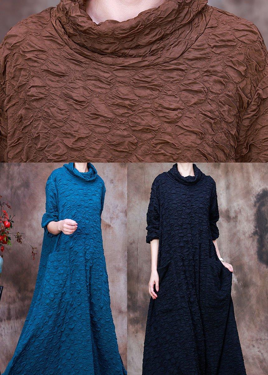 Plus Size Blue Pockets Dress Spring - Omychic