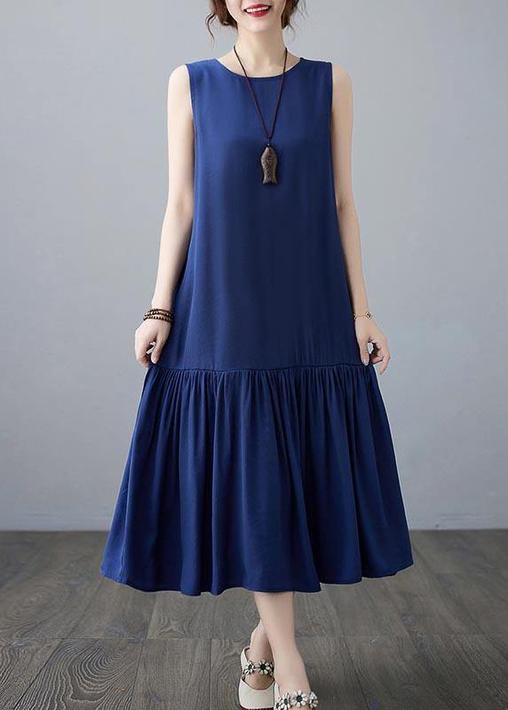 Plus Size Blue Ruffles A Line Summer Robe Dresses - Omychic