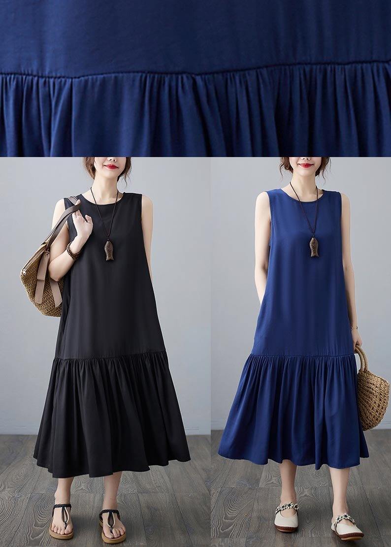 Plus Size Blue Ruffles A Line Summer Robe Dresses - Omychic