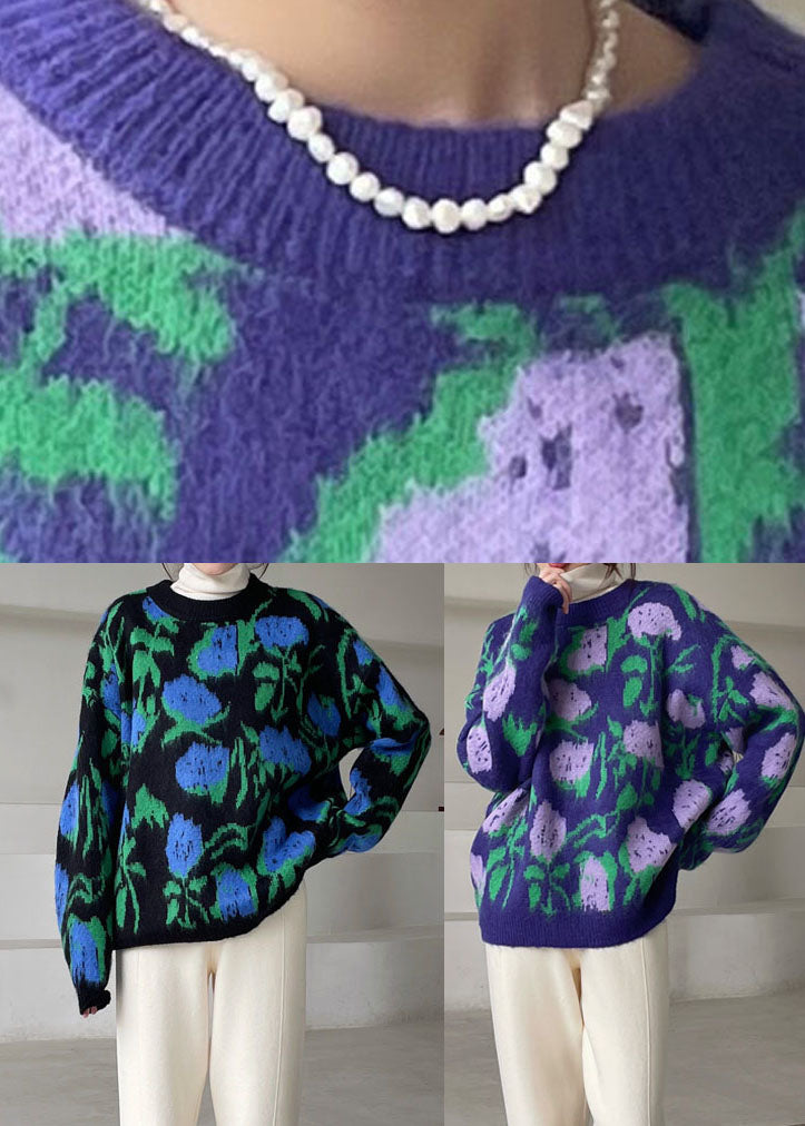 Plus Size Green O-Neck cozy Knit Winter sweaters