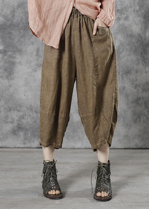 Plus Size Khaki Casual Patchwork Crop Fall Pants - Omychic