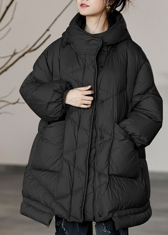 Plus Size Khaki Oversized Pockets Duck Down Puffer Jacket Winter