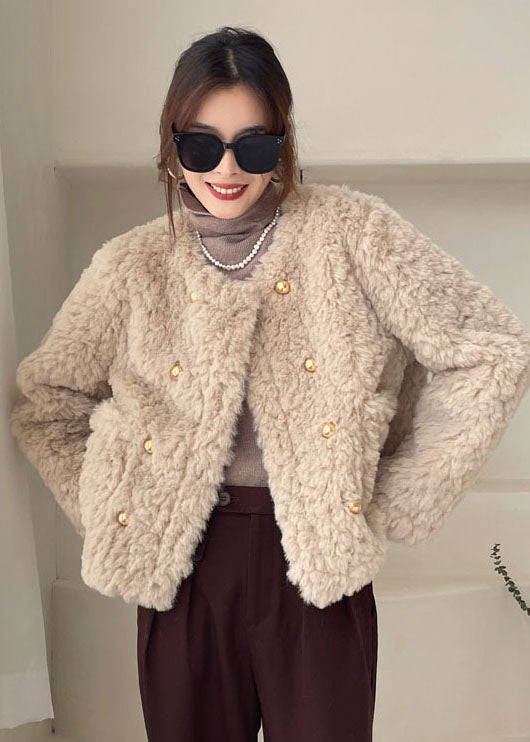 Plus Size Khaki Pockets Faux Fur Winter Coats Winter - Omychic