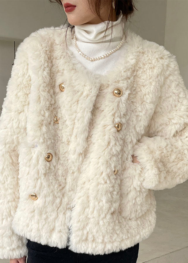 Plus Size Khaki Pockets Faux Fur Winter Coats Winter - Omychic