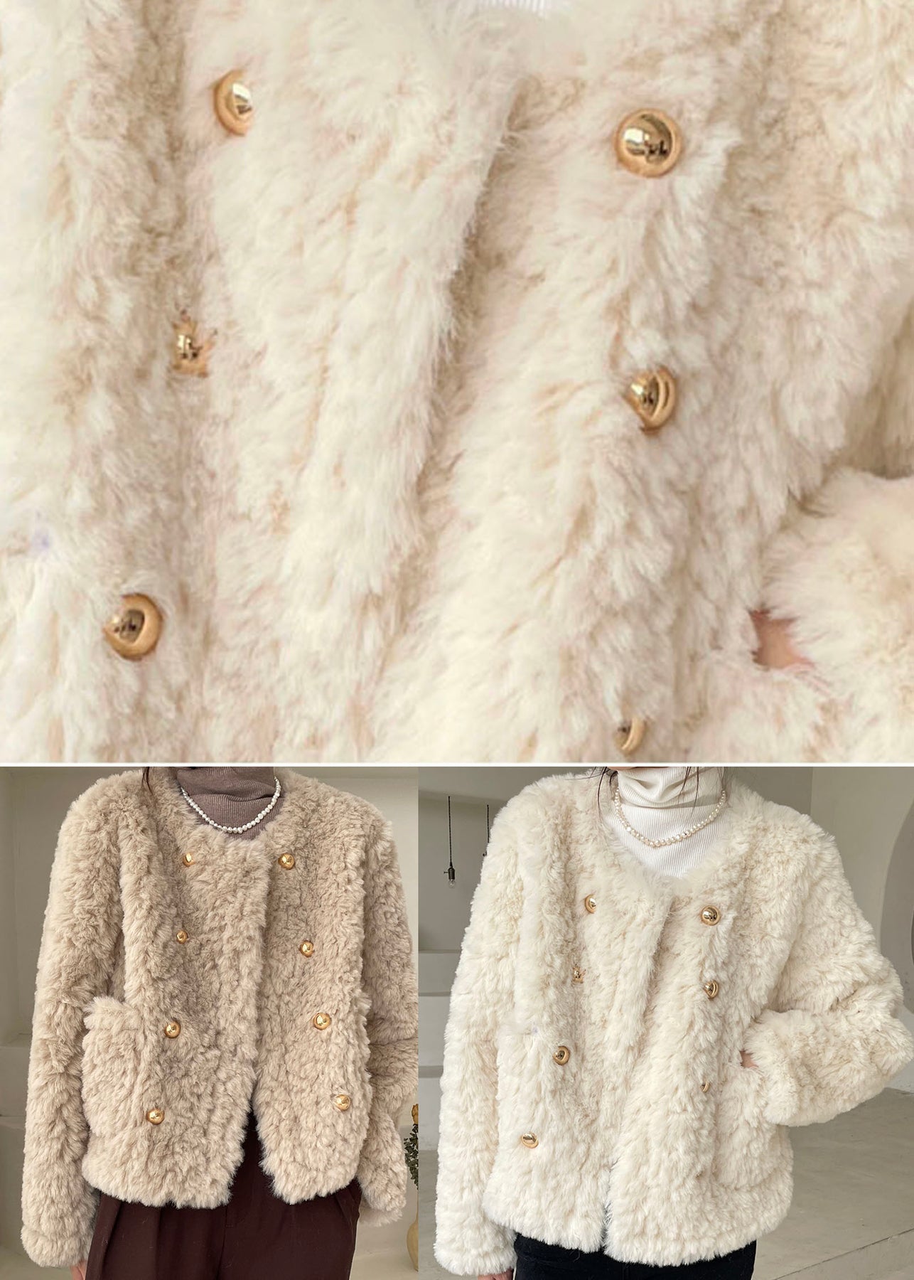 Plus Size Khaki Pockets Faux Fur Winter Coats Winter - Omychic
