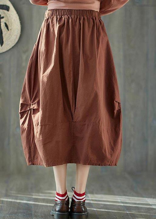 Plus Size Orange Cinched lantern Cotton Linen Skirts Summer - Omychic