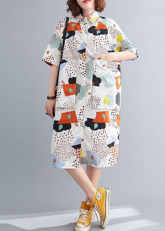 Plus Size Orange Print Cotton Pockets Summer Dresses ( Limited Stock) - Omychic