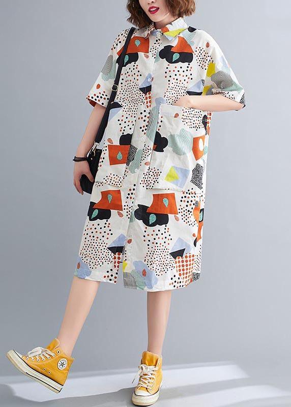 Plus Size Orange Print Cotton Pockets Summer Dresses ( Limited Stock) - Omychic