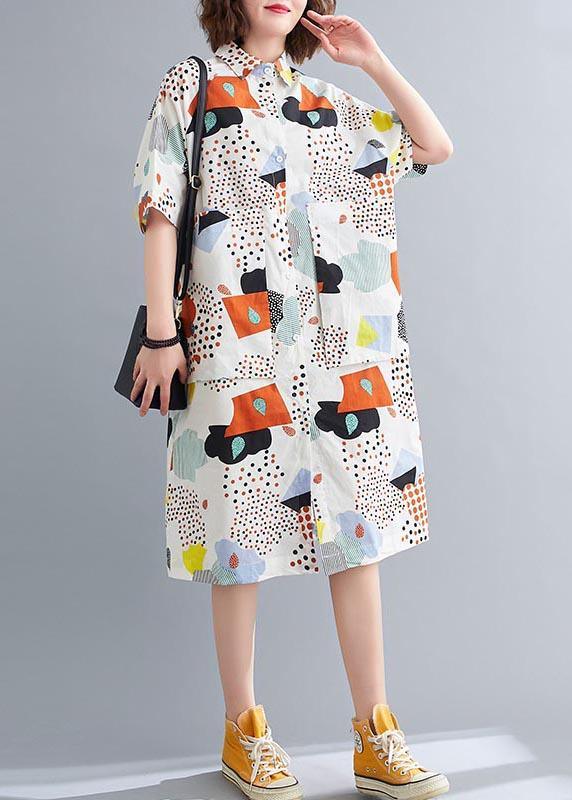 Plus Size Orange Print Cotton Pockets Summer Dresses ( Limited Stock) - Omychic